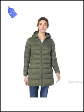 Women's Lightweight Water-Resistant Hooded Packable Puffer Coat